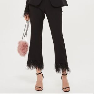 Topshop Feather Pants Black Cropped 